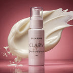 Bella Borne Clariv skincare product with cream on a pink background